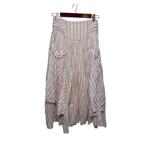 FREE PEOPLE ELISA STRIPED MIDI SKIRT IN CHALK Sz. S - Picture 4 of 9